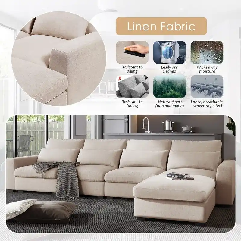 Modern L-Shape Sectional Sofa with Reversible Chaise