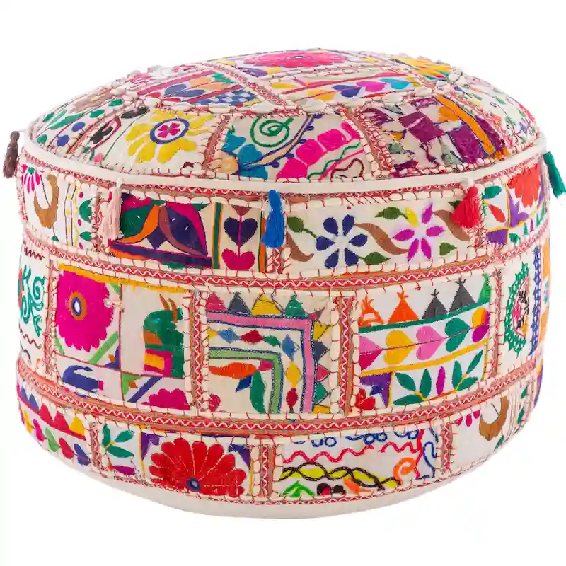 Geometric Acle Round Cotton 22-inch Pouf