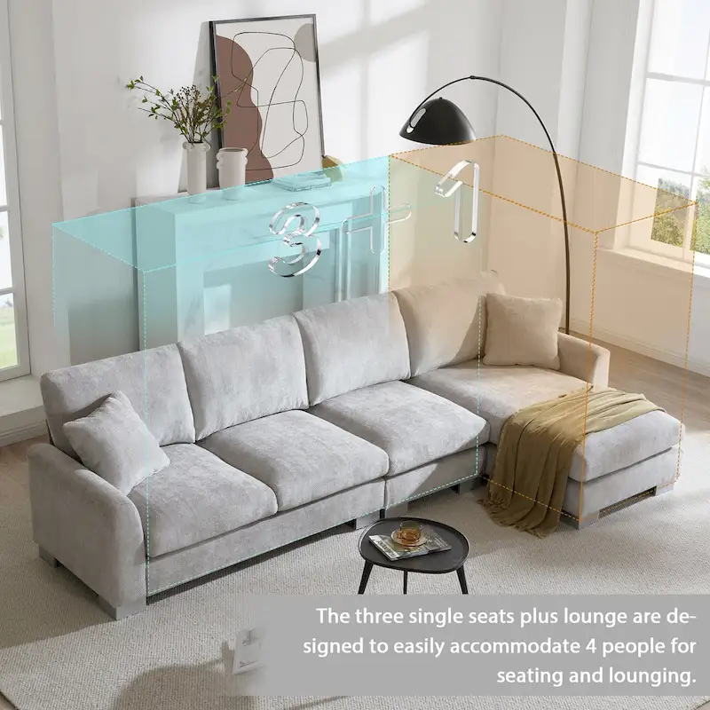 Rosita Modern L-shaped Sectional Sofa with Chaise Lounge by GDFStudio