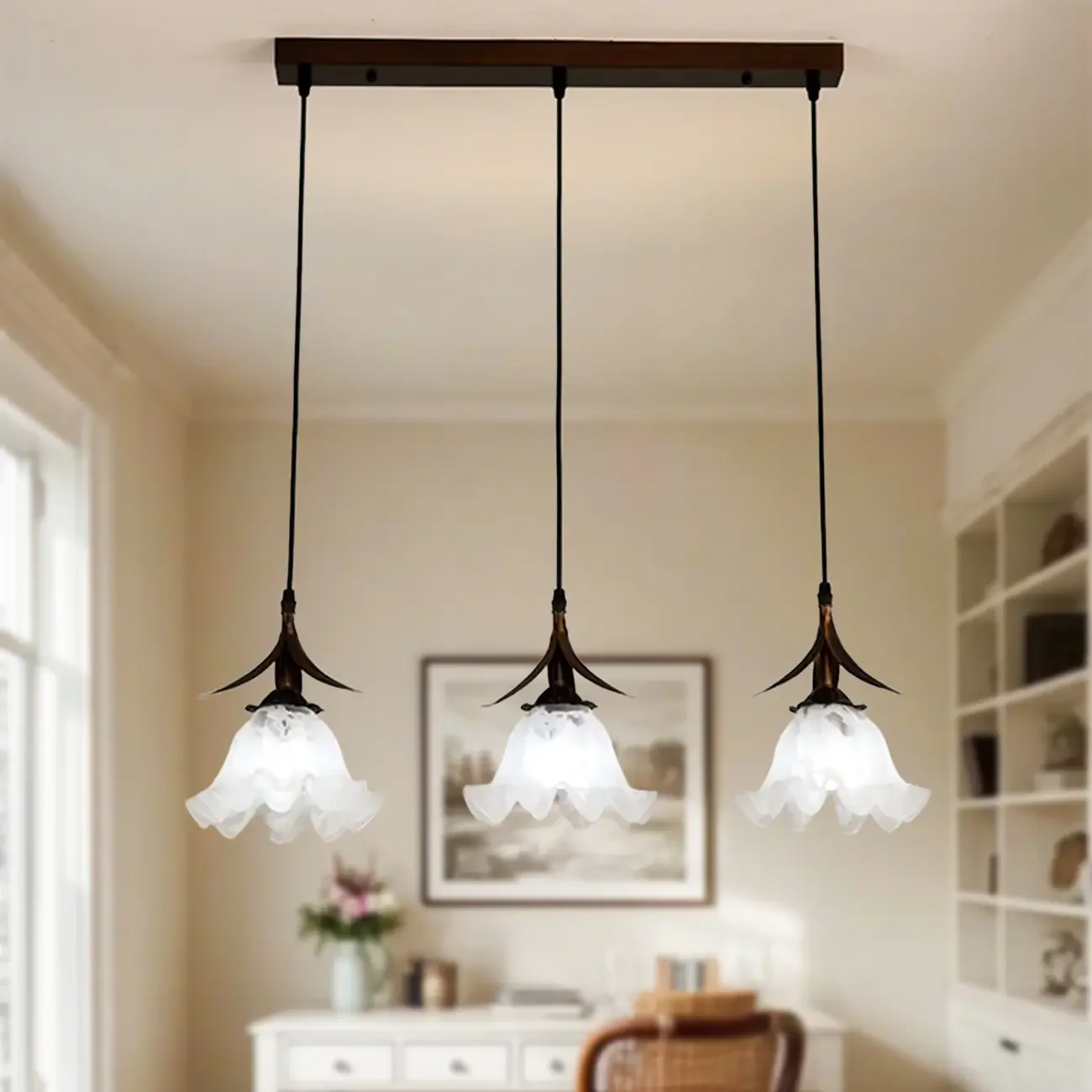 Modern Glass Flower-Shaped Pendant Light for Kitchen