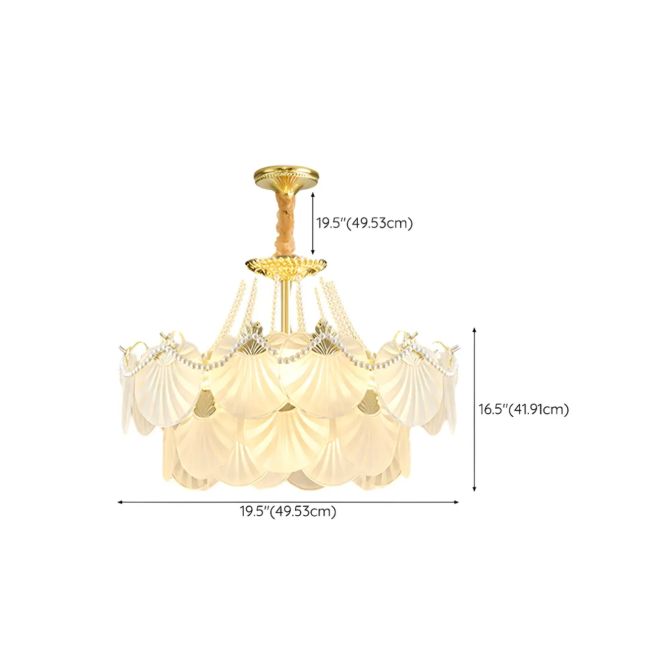Luxury Modern Tiered Shell Chandelier with Frosted Glass