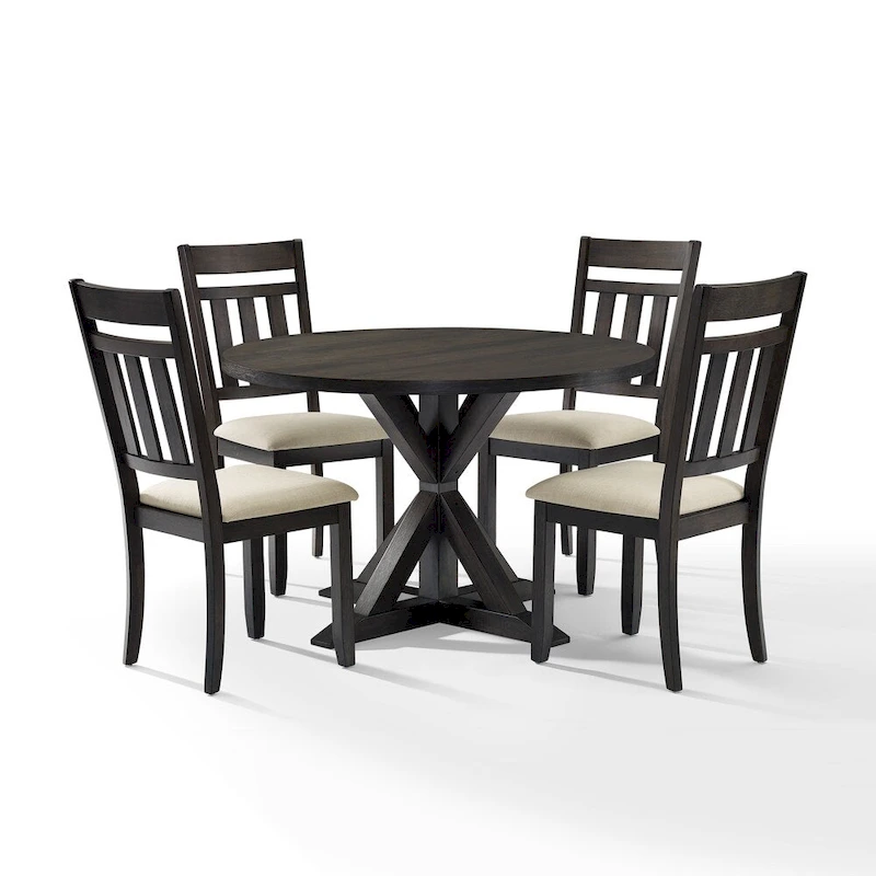 Crosley Hayden 5Pc Round Dining Set Slate Table, 4 Chairs