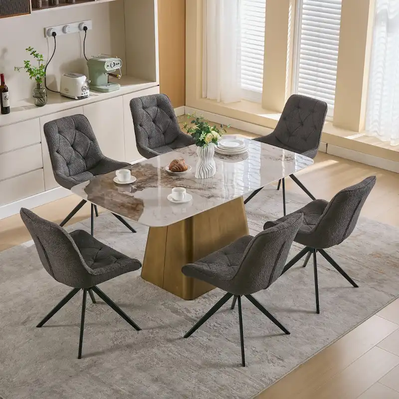 XINMICS Swivel Dining Chairs, Boucle Upholstered Accent Chairs Living Room Chairs Desk Office Arm Chair