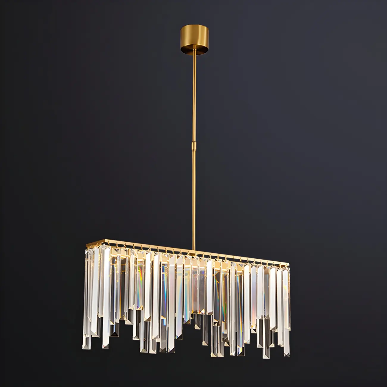 Gold Crystal Geometric Chandelier for Dining Area