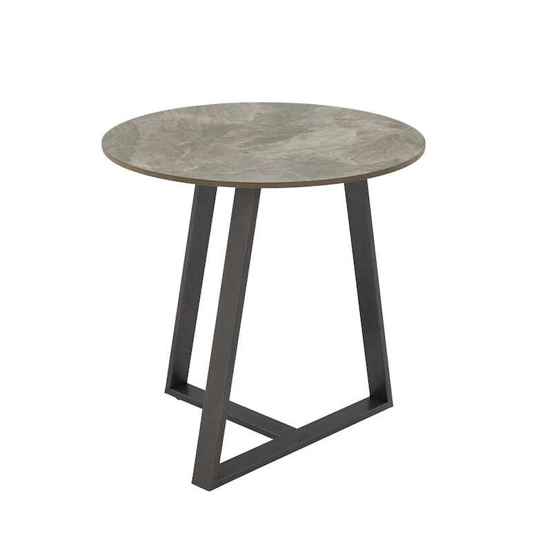 Jurmala Glossy Sintered Stone with Grey Metal Base End Table by iNSPIRE Q Modern