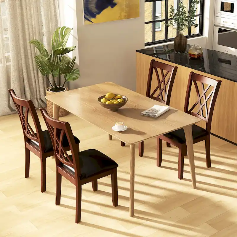 Set of 4 Dining Chair Kitchen Chair with Backrest Padded Seat