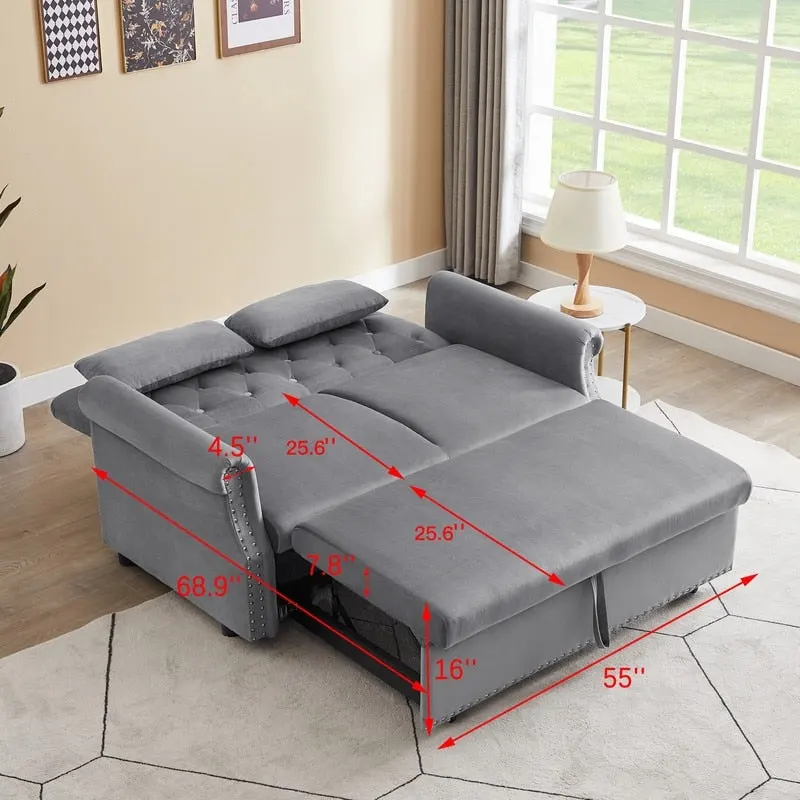 Adjustable Sleeper Sofa with 2 Lumbar Pillows