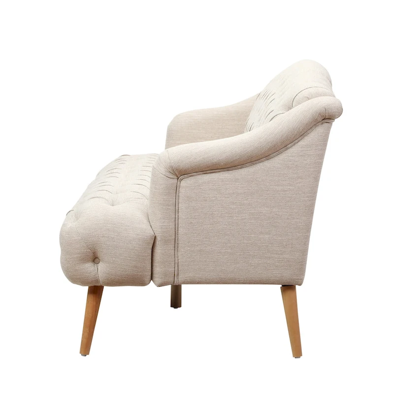 Modern 73.25 Button Tufted 3-Seater Sofa with Birch Legs