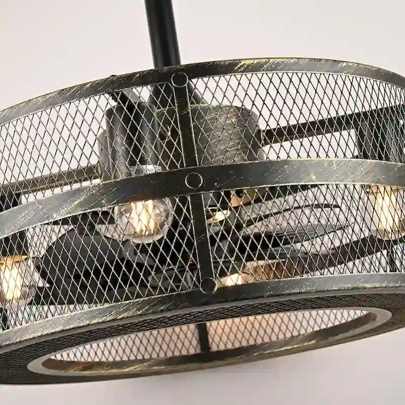 18  Industrial Style Ceiling Fan with Lights and Remote - Antiqued Brass