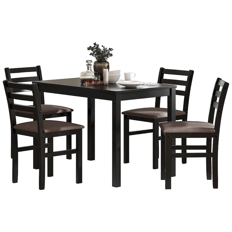 5 PCS Pub Sets Stylish Dining Table Set with 4 Upholstered Chairs