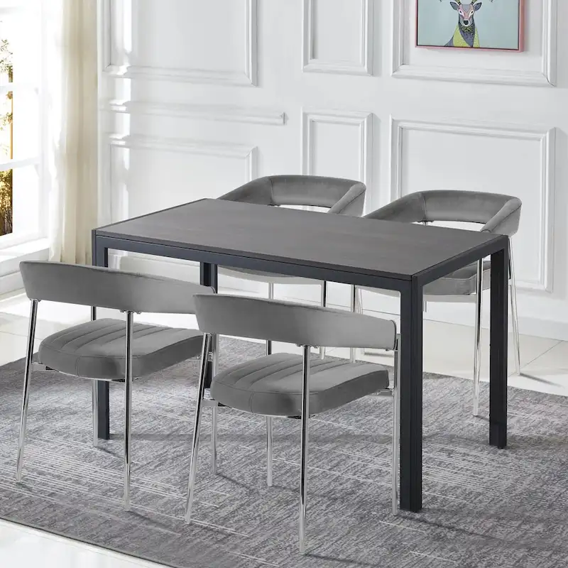 Velvet Dining Chair Arm Chair with Chrome Metal Legs