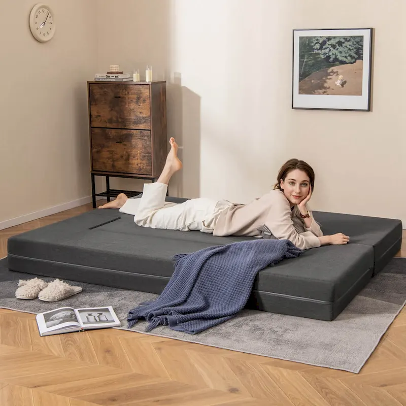 Costway 8-Inch Folding Sofa Bed with High-density Foam & Washable