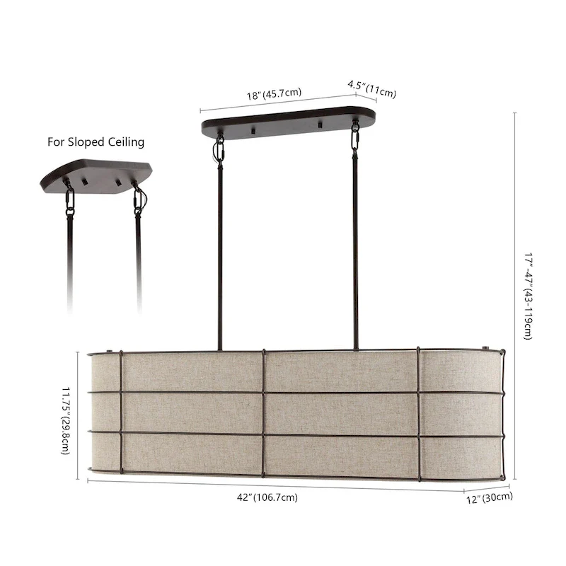 Oakley 42  4-Light Rustic Farmhouse Iron Linear LED Pendant, Oil Rubbed Bronze by JONATHAN Y - 4 Light