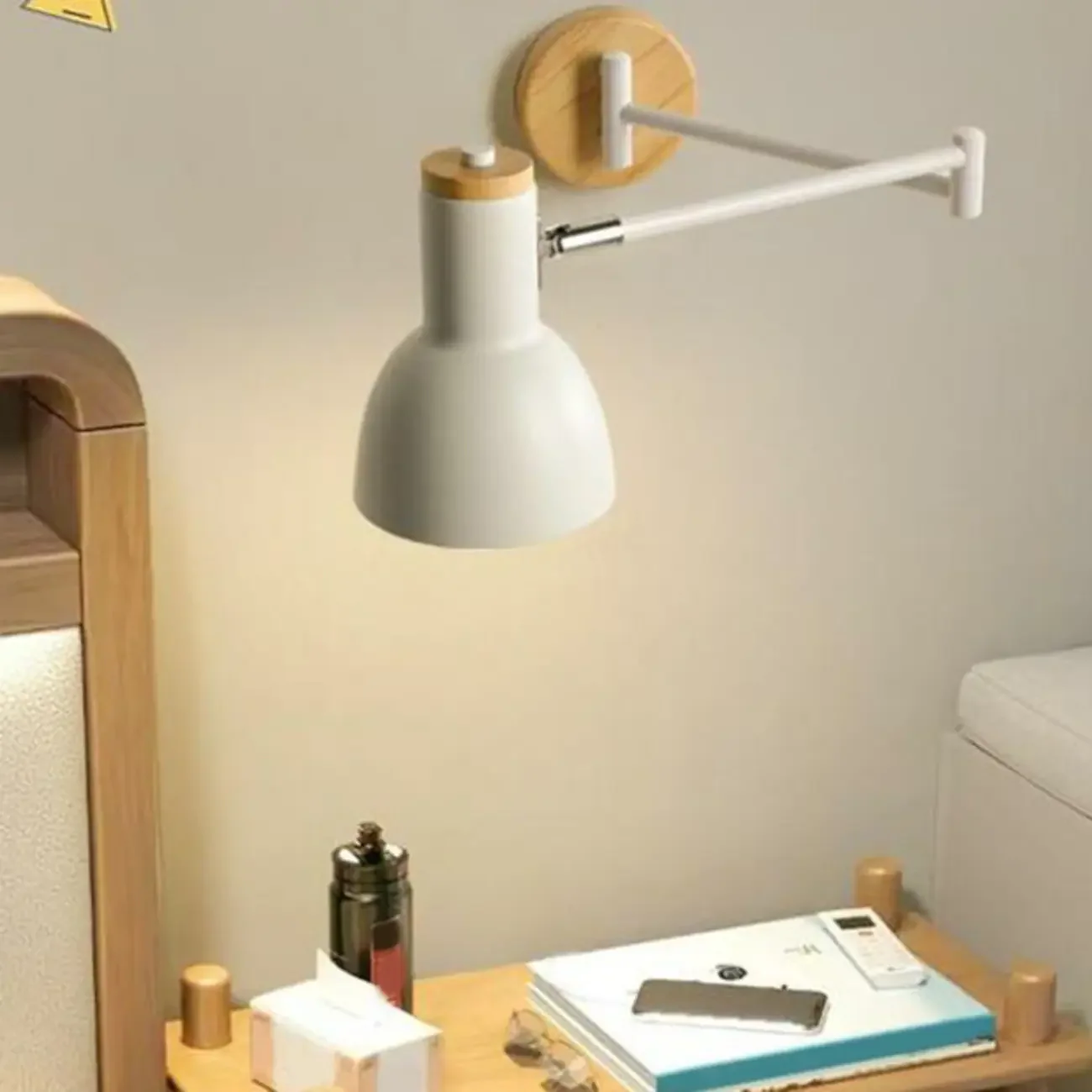 Modern White Adjustable Swing Arm Wall Light