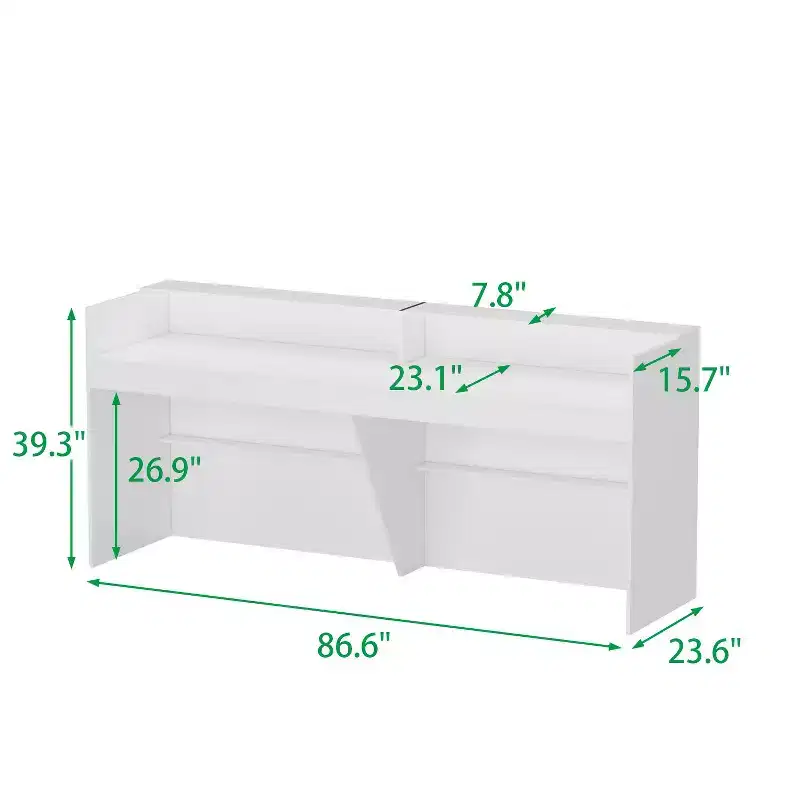 Famapy White Modern Reception Desk Front Counter Desk