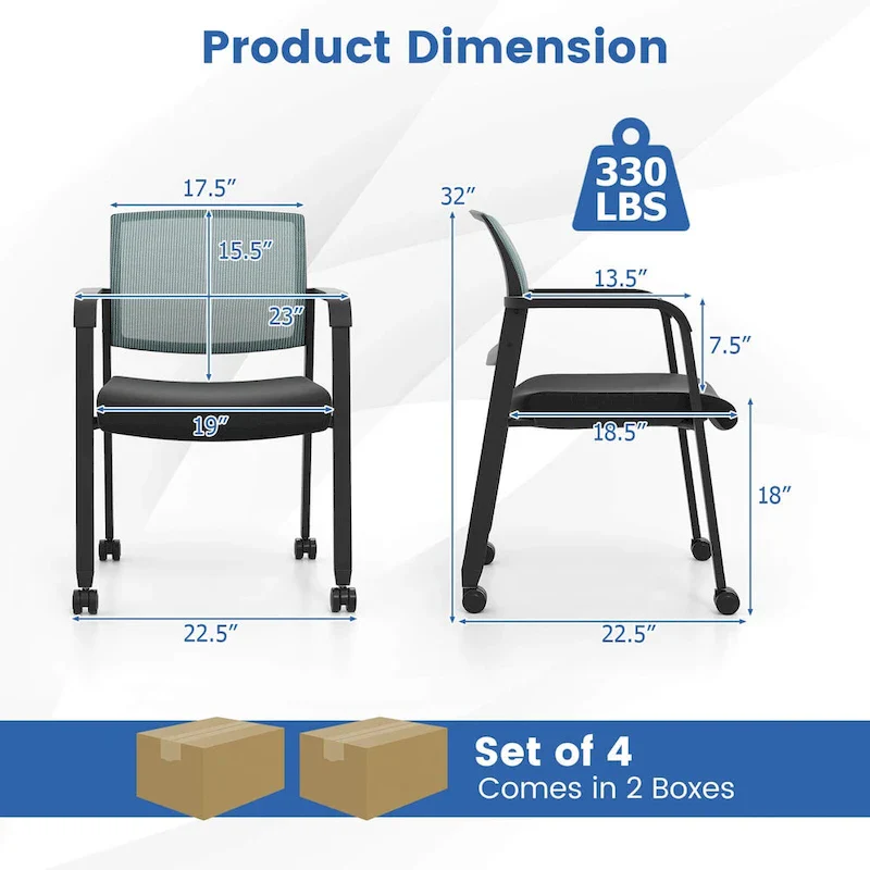 Conference Chairs Set of 2/4 Stackable Office Guest Mesh Chair
