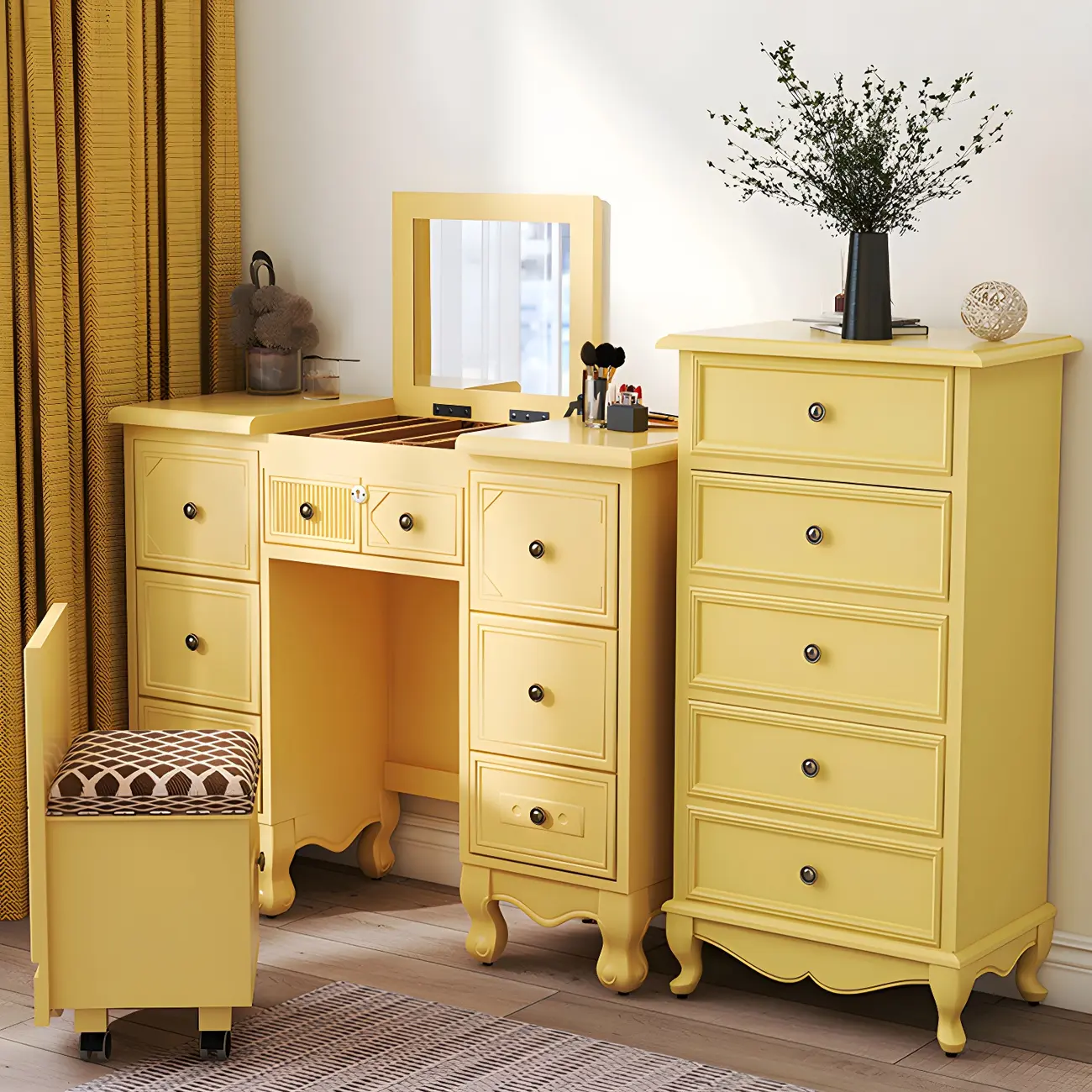 Traditional Yellow Wooden Dressers & Chests with Drawer