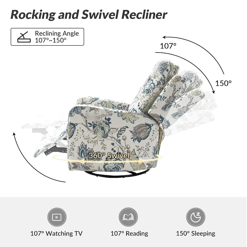 Manual Swivel Recliner with Tufted Back Set of 2