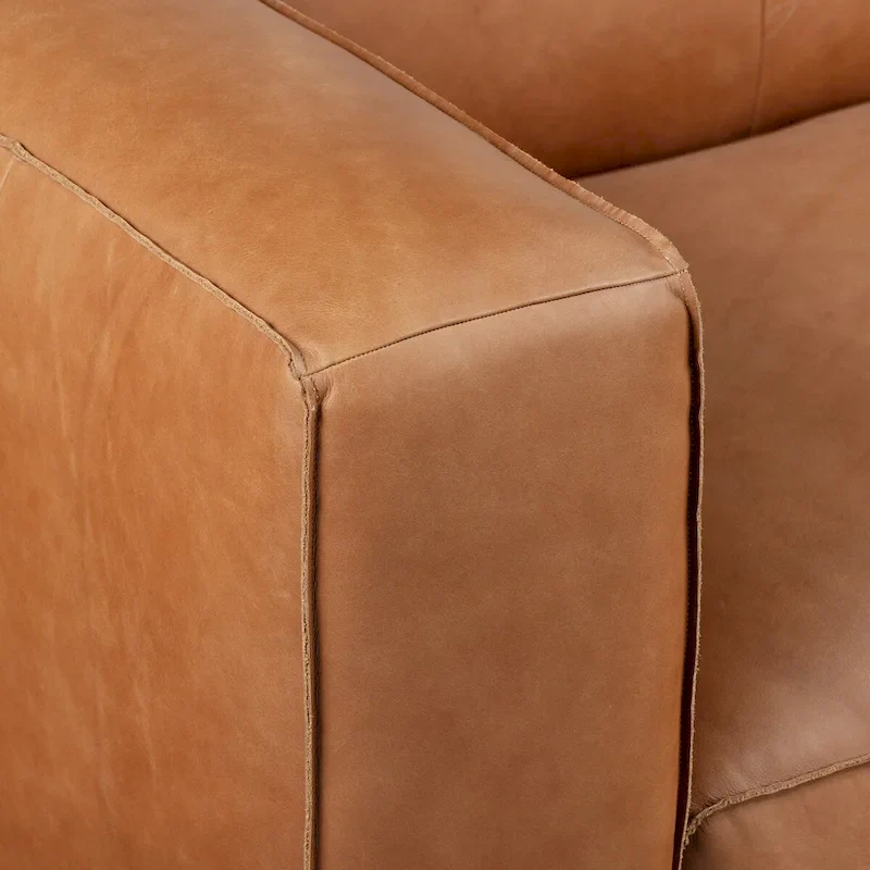 Poly & Bark Piazza 95 Sofa in Saddle Tan - Full Grain Genuine Italian Leather