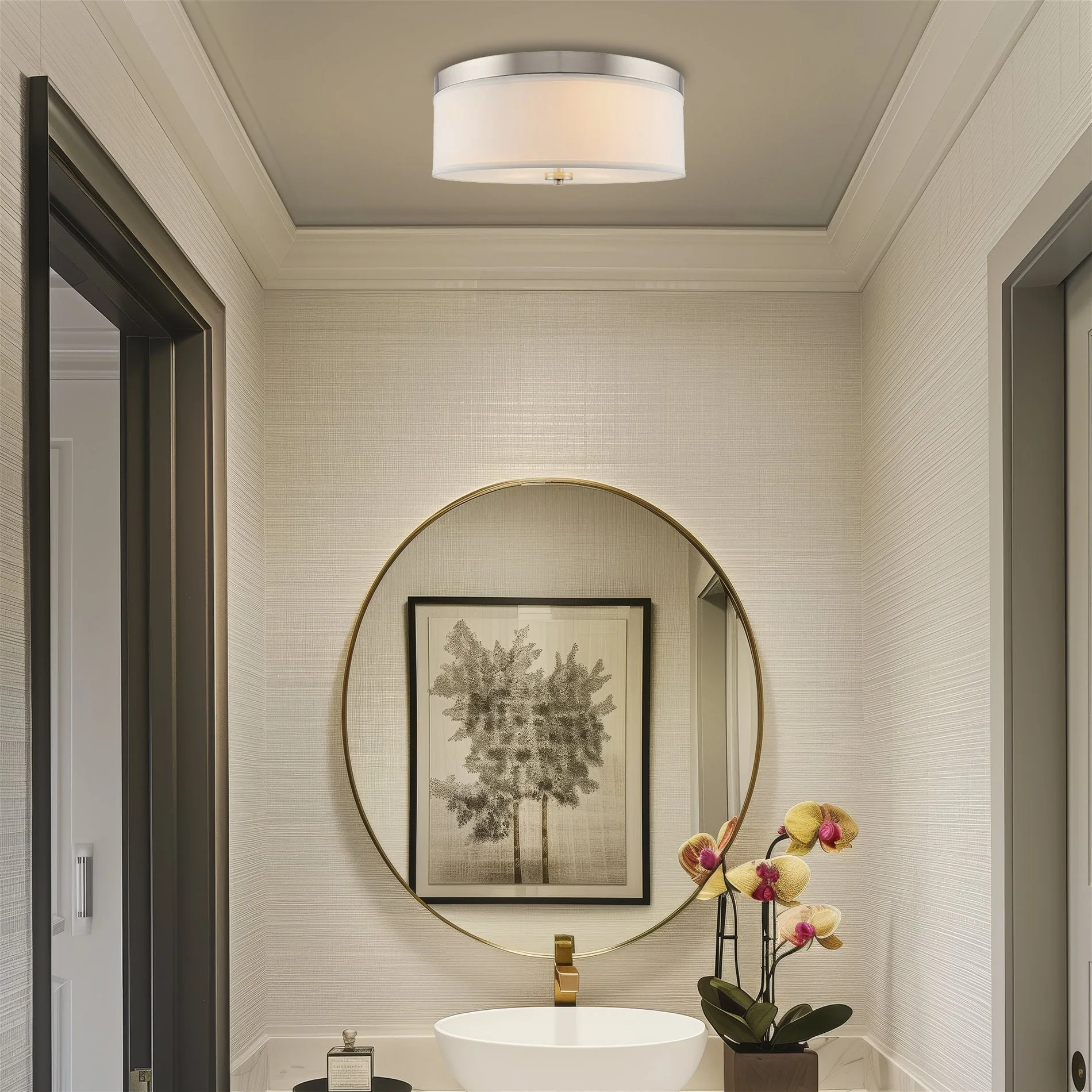 Walker 15 Mid-Century Modern 3-Light Flush Mount Ceiling Light