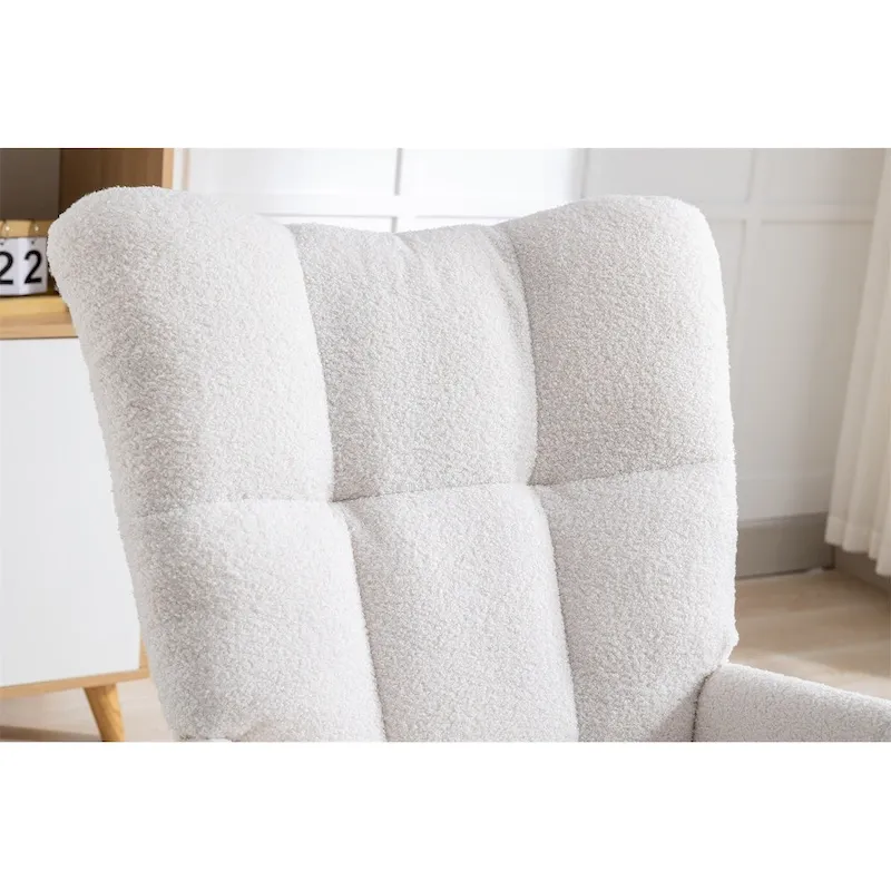 Rocking Chair Upholstered Glider Rocker Rocking Accent Chair Padded Seat with High Backrest Armchair