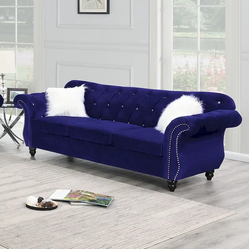 Living Room Sofa with Button Tufted Back