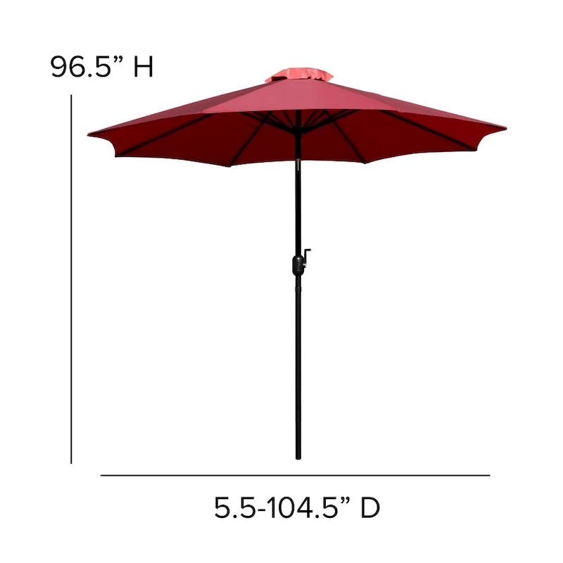 Patio Set wirh 35  Table, 2 Chairs, and Umbrella with Base - 35.25 W x 35.25 D x 29.5 H