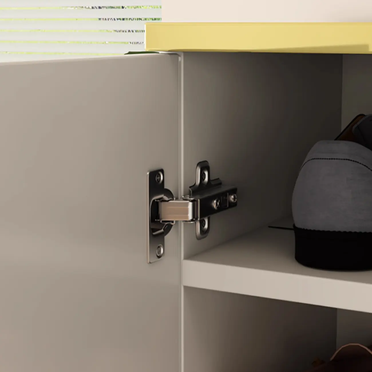 Trendy Grey Wood Hallway Shoe Cabinet with Gold Legs