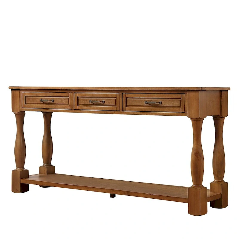 63 Solid Wood Console Table with 3 Drawers and 1 Bottom Shel
