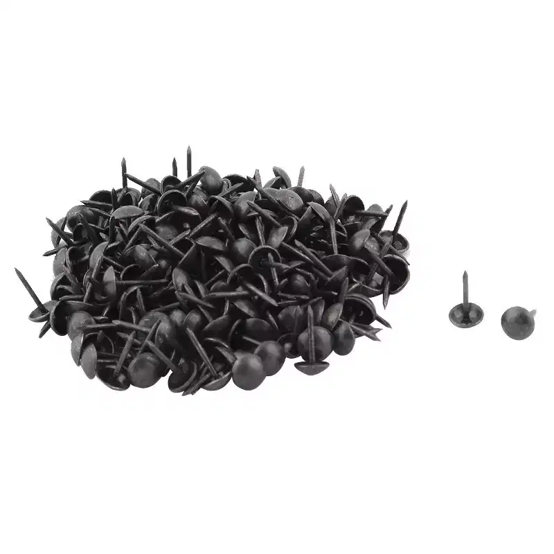 Bargains Table Sofa Metal Round Head Thumb Tack Nails 0.28 x 0.5 Black 200 Pcs