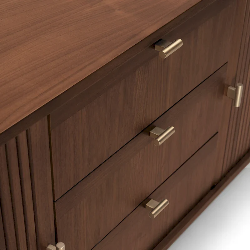 Studio London Walnut Wood Sideboard with 3 Drawer Mid Century Modern