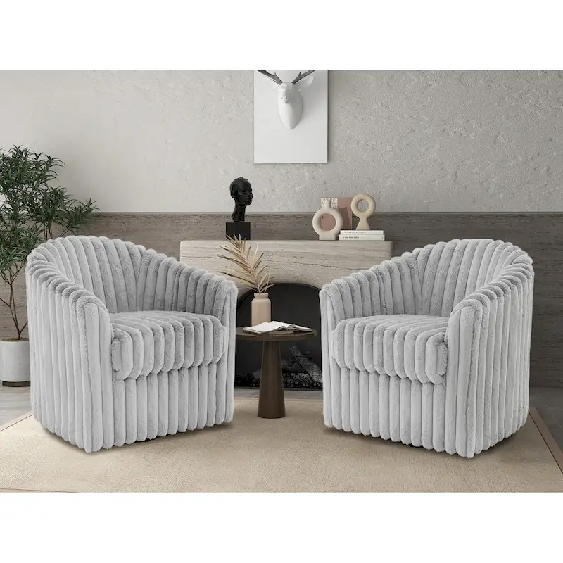 Single Sofa Armchair Swivel Barrel Chair (Set of 2)