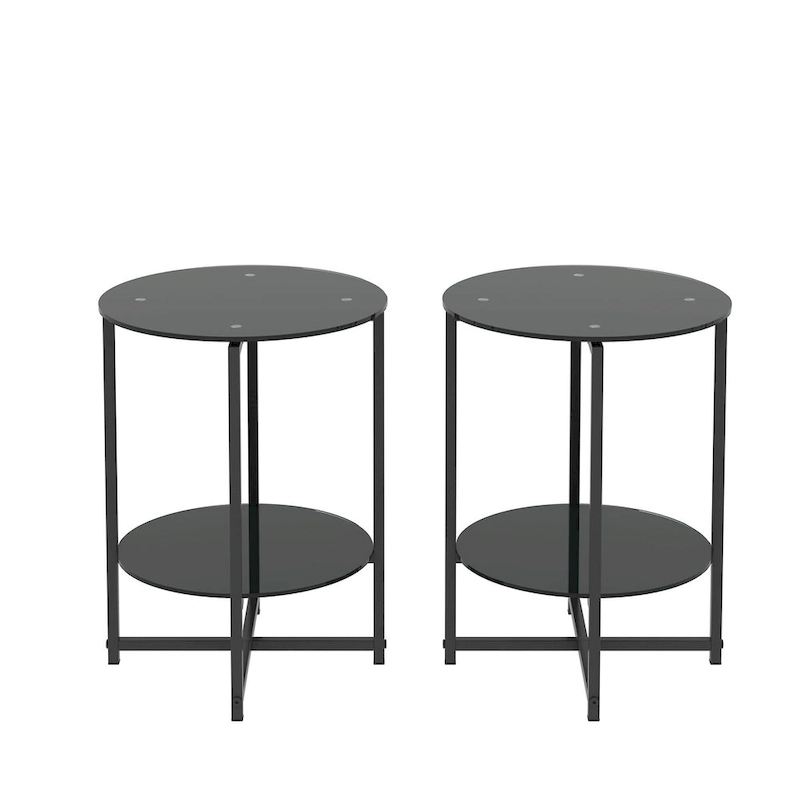 2-Piece Set (Clear) Tempered Glass End Table