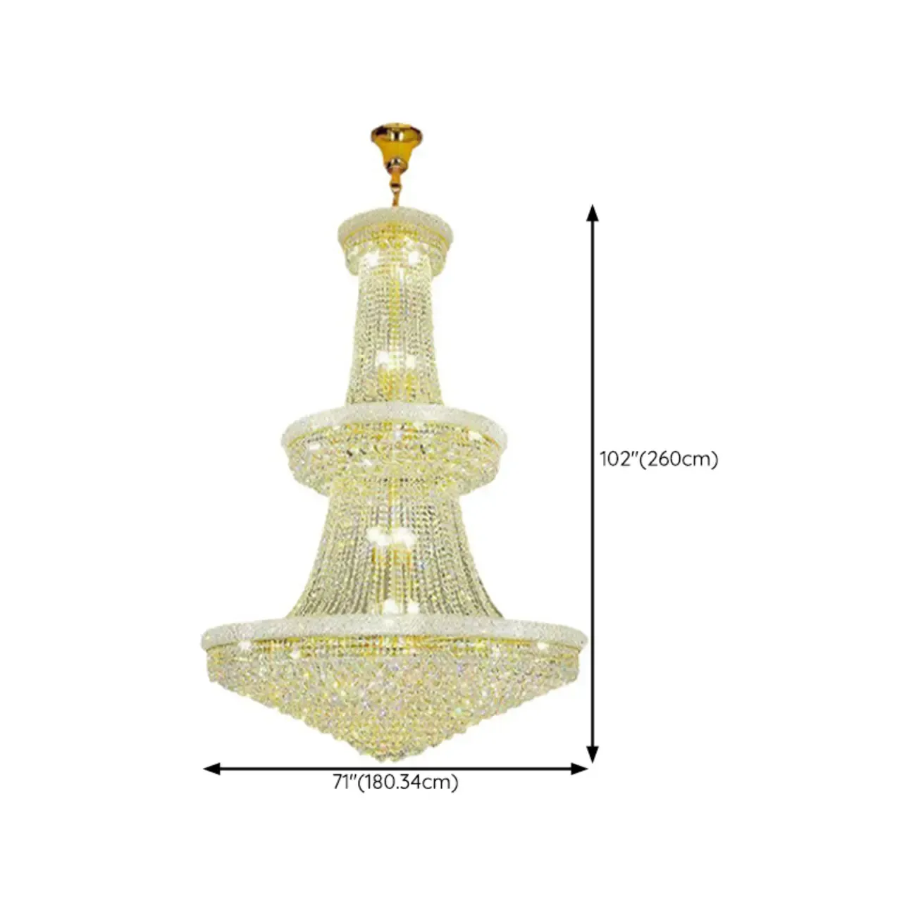 Adjustable Grand Gold Clear Crystal Chandelier