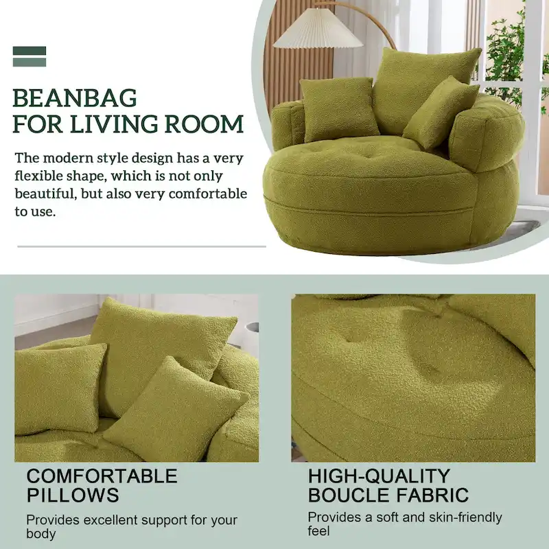 Circular wide living room fabric sofa, balcony homestay lazy sofa chair