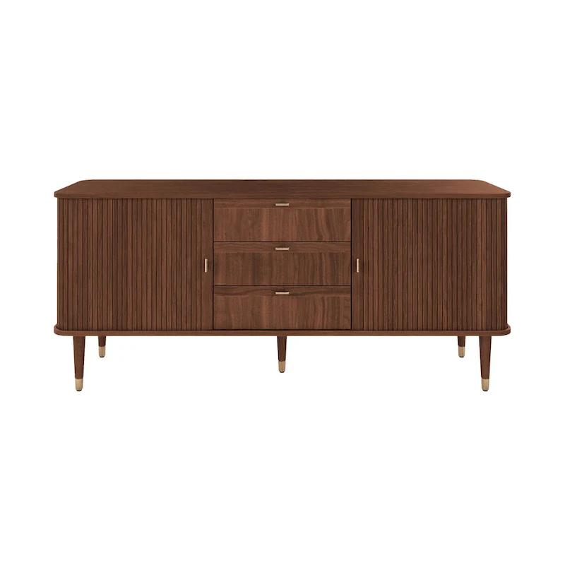 Studio London Walnut Wood Sideboard with 3 Drawer Mid Century Modern