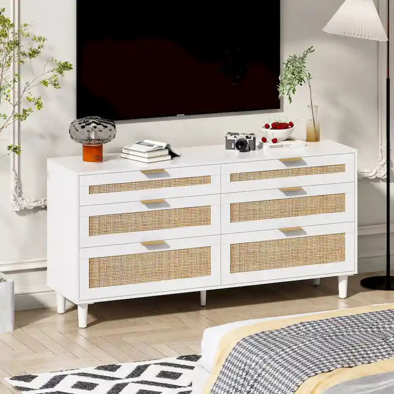 Bedroom Rattan Dresser with Drawers