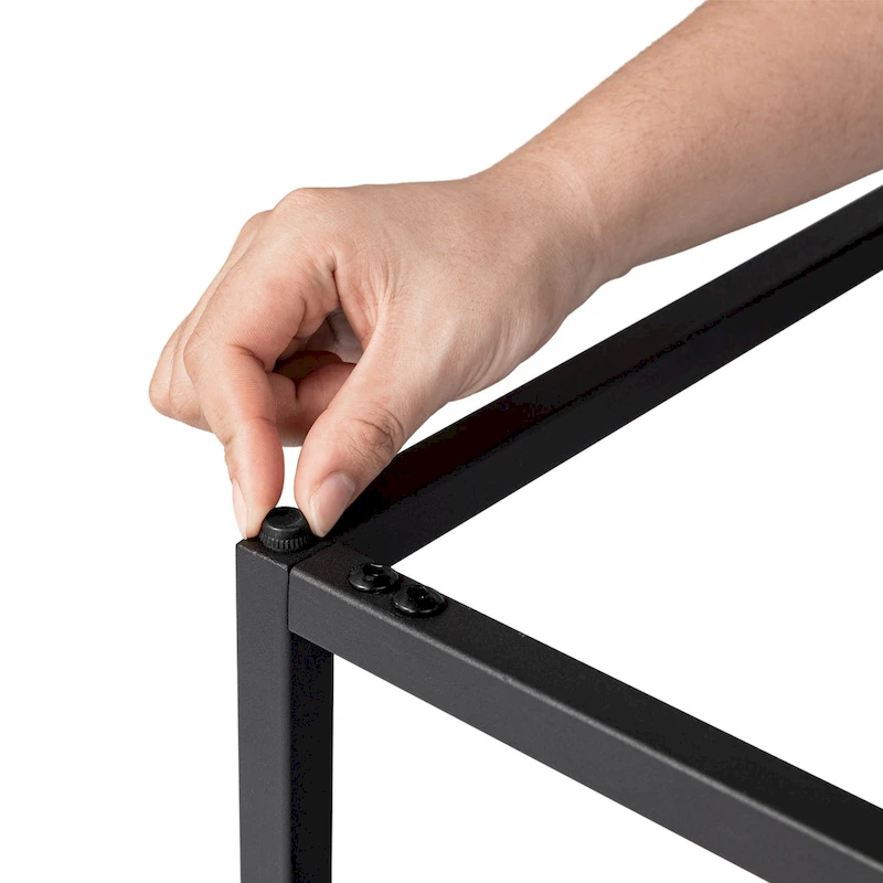 Glitzhome 45W Modern Black Tufted Upholstered Bench with Metal Frame Legs - 45W x 19H x 17.5D