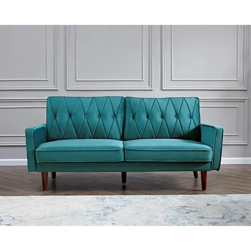 Feemster 69.3 Wide Velvet Tufted Cushion Back Sofa