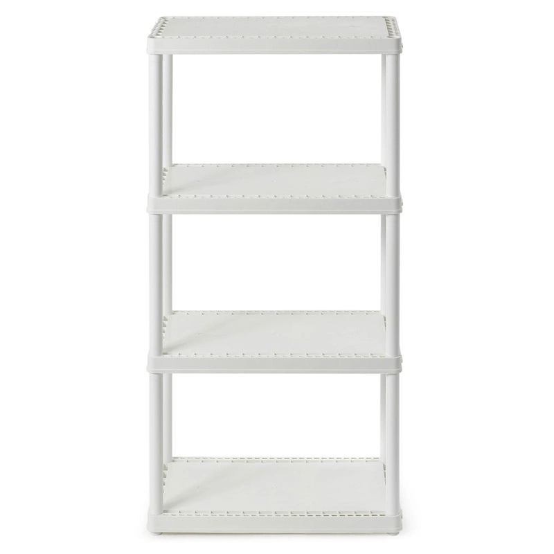 Gracious Living 4 Shelf Fixed Height Solid Light Duty Home Storage Unit, White - 1 Pack