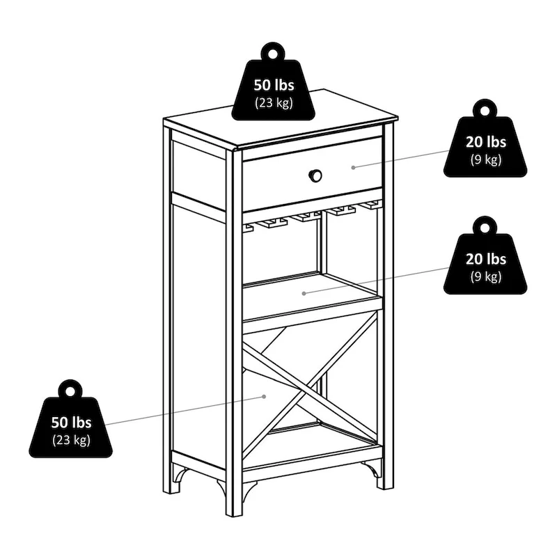 Ancona Wine Cabinet, Espresso - 19.09 x 12.6 x 37.52 inches