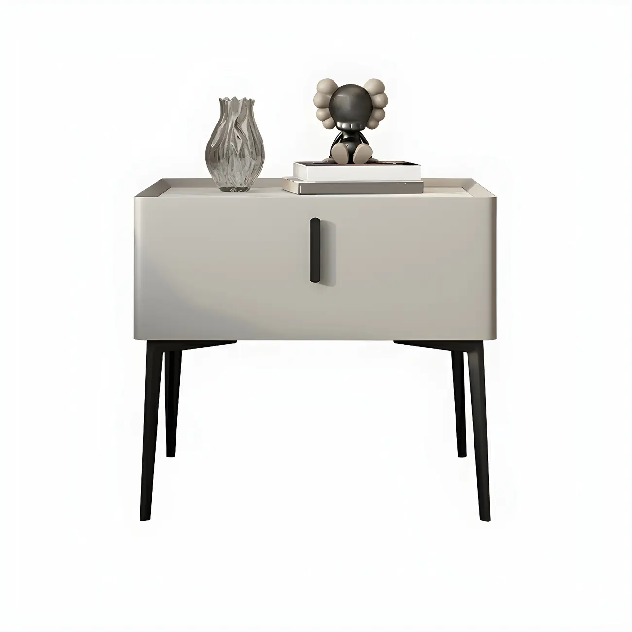 Trendy Narrow Cubic Wooden Nightstand with Legs