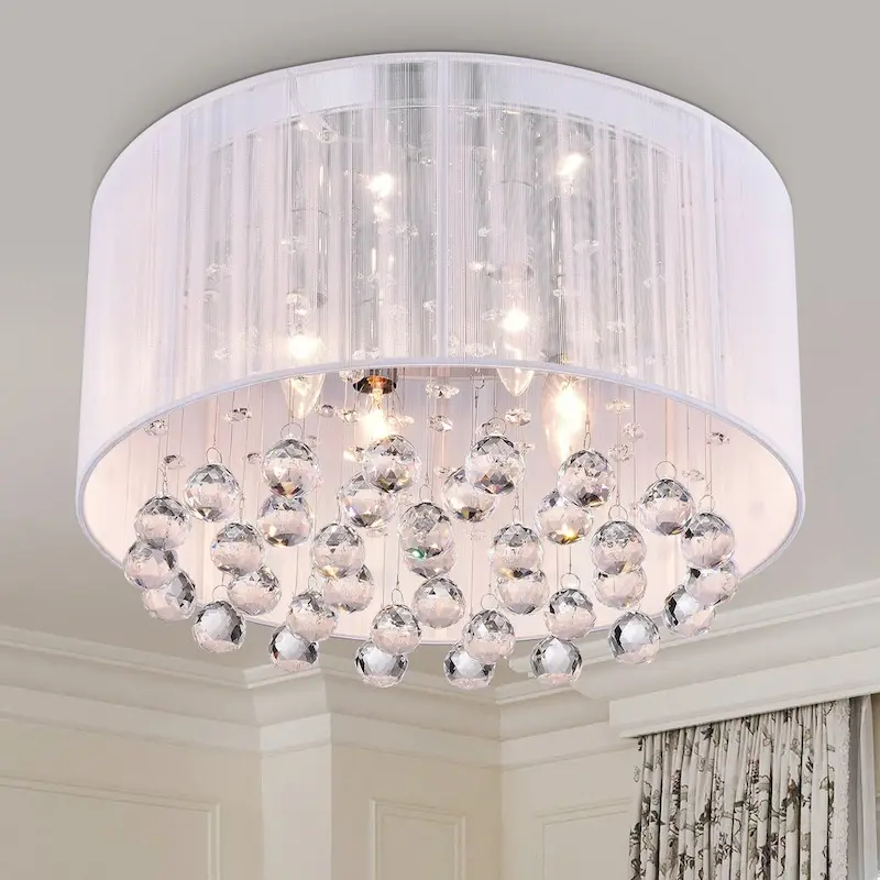 Mordred Chrome 4-Light Pendant with Fabric Shade