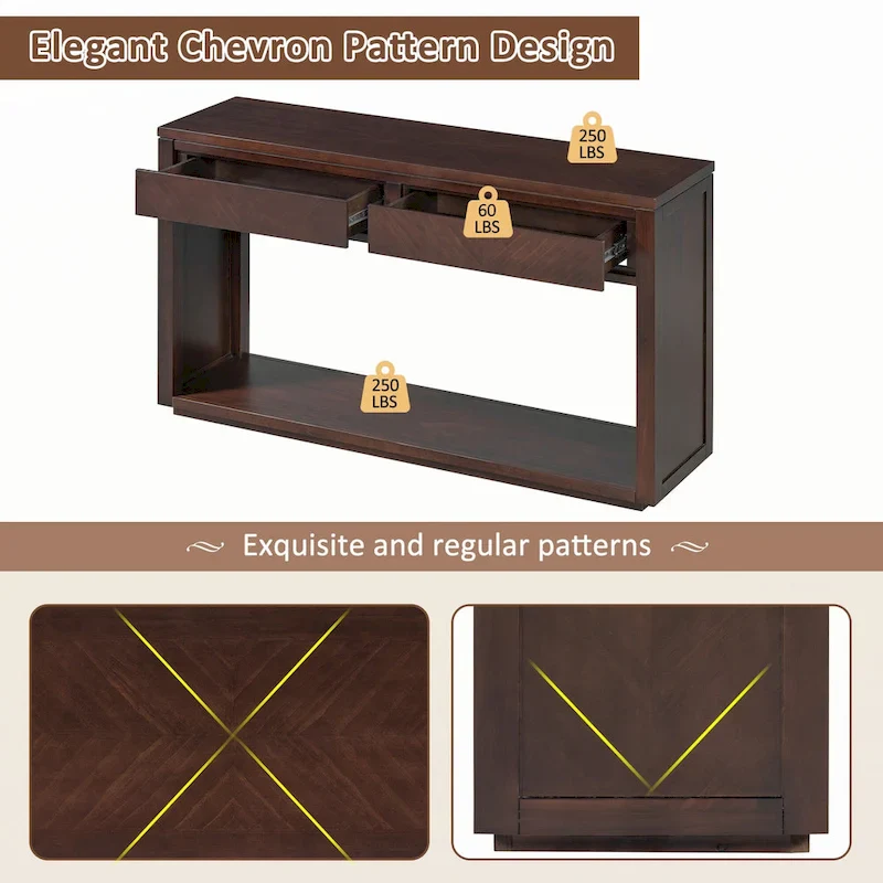 55  Rustic Wooden Entryway Console Table(Espresso)