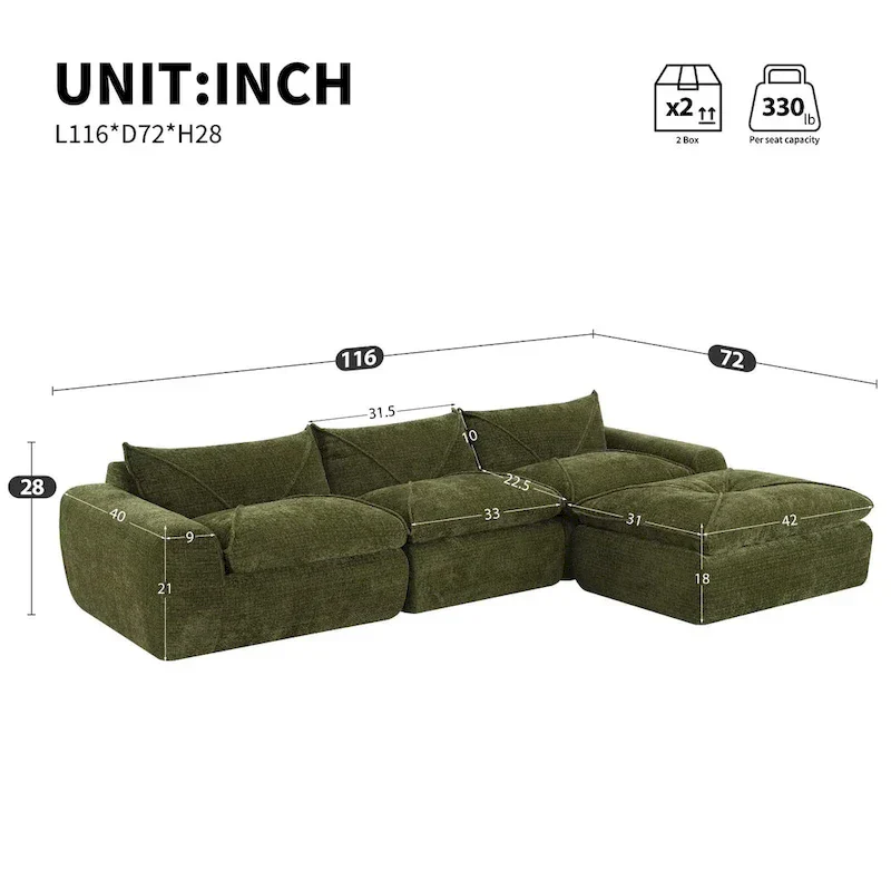116  Fully Compressed Sofa with High Density Foam,Particle Chenille