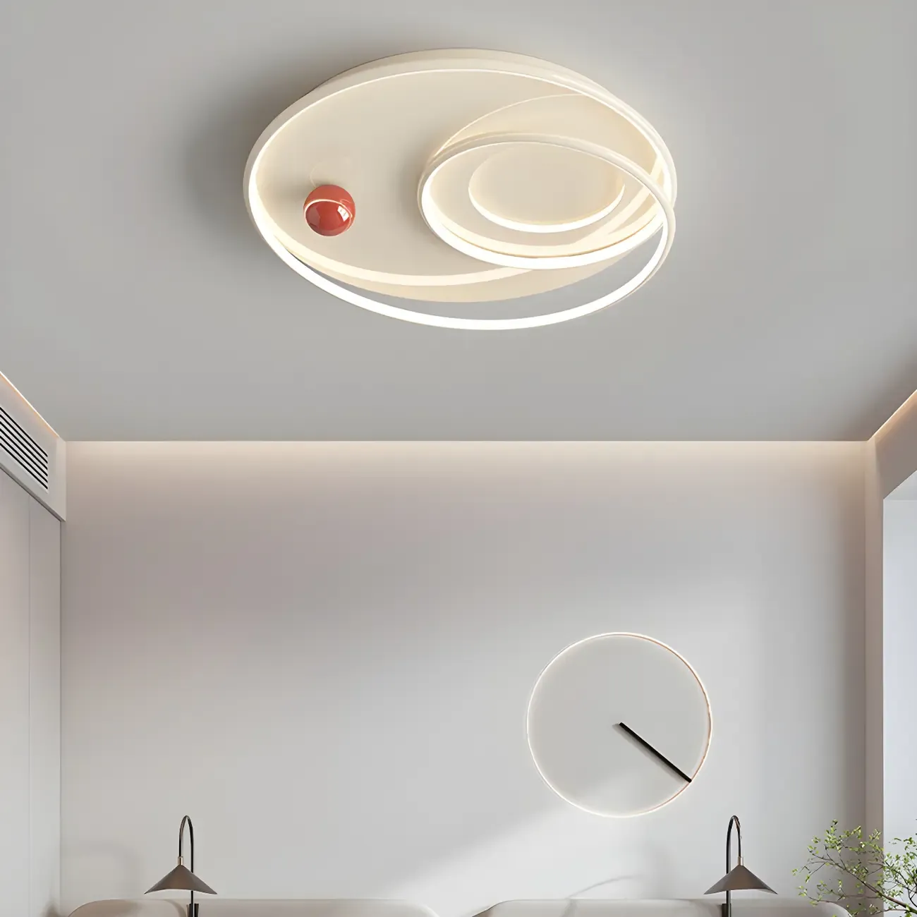 White Round Chic LED Dimmable Flush Mount Ceiling Light