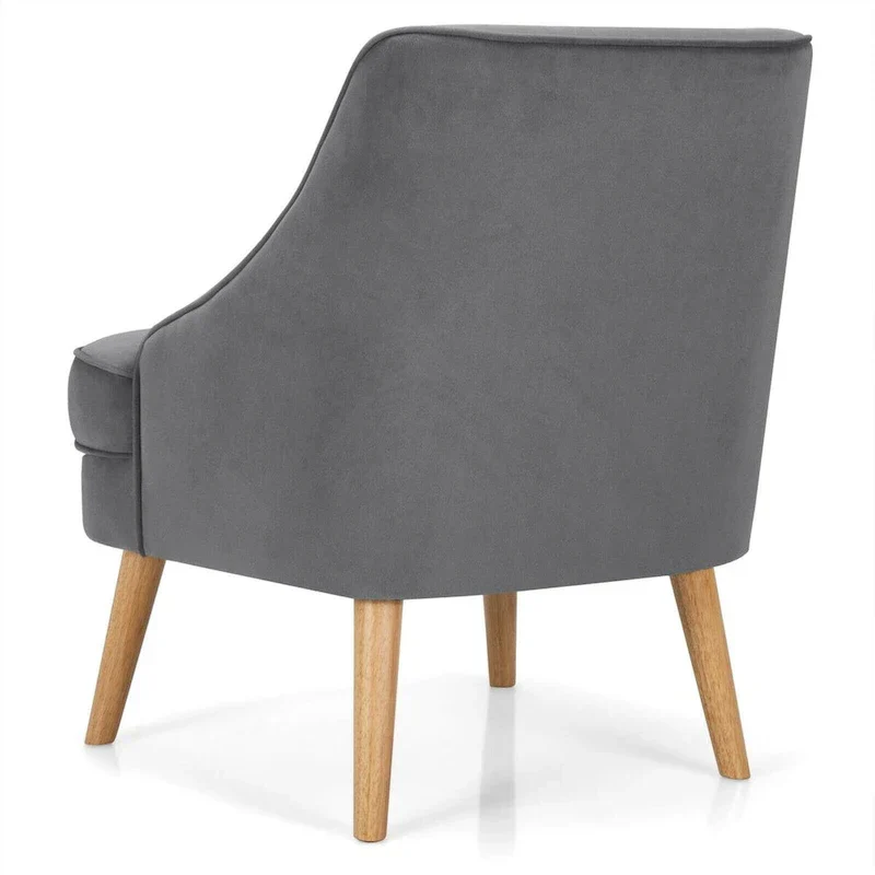 Velvet Upholstered Accent Chair with Rubber Wood Legs - 27 x 25 x 30 (L x W x H)