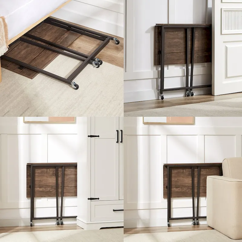 Rolling Folding Computer Desk 31.5, No Assembly Required, Space-Saving Foldable Laptop Table for Home Office