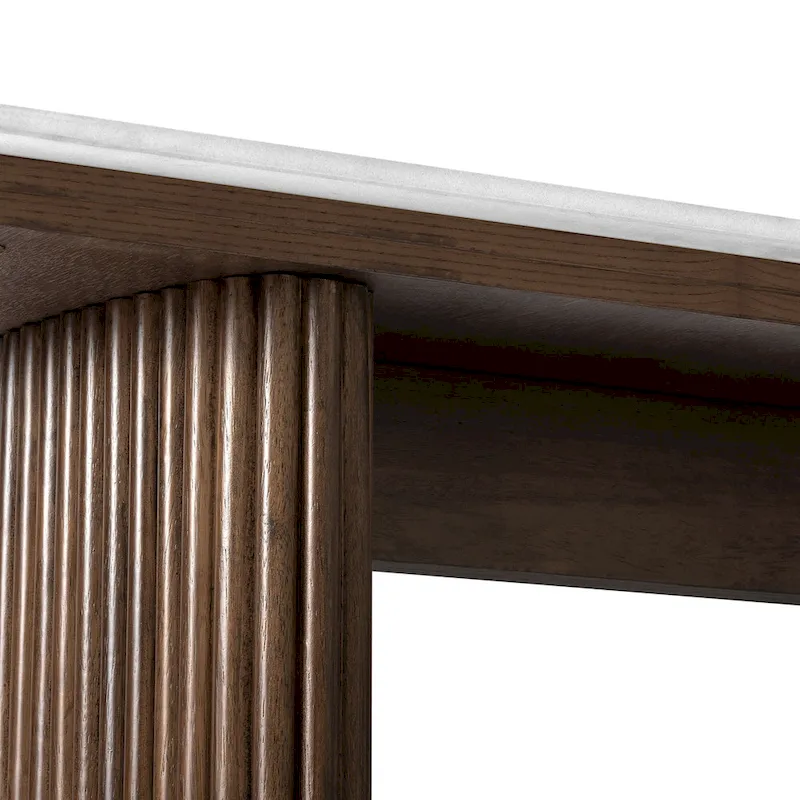 Marble Console Table Entryway Table with Fluted Base