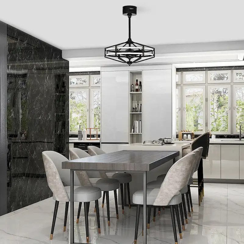 Hamza Matte Black 28-Inch Reversible 3-Blade LED Fandelier Ceiling Fan with Remote